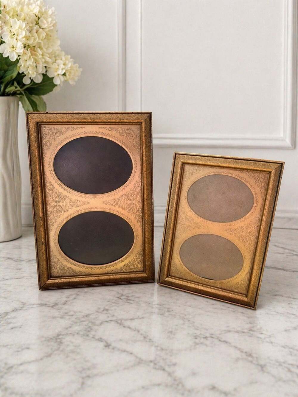 Vintage Gold Brass Picture Frames Coquette Ornate Cottagecore Romantic Set Of 2